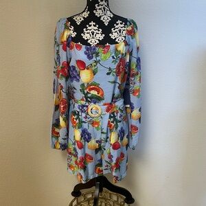 Colorful Fruit and Floral Print Romper